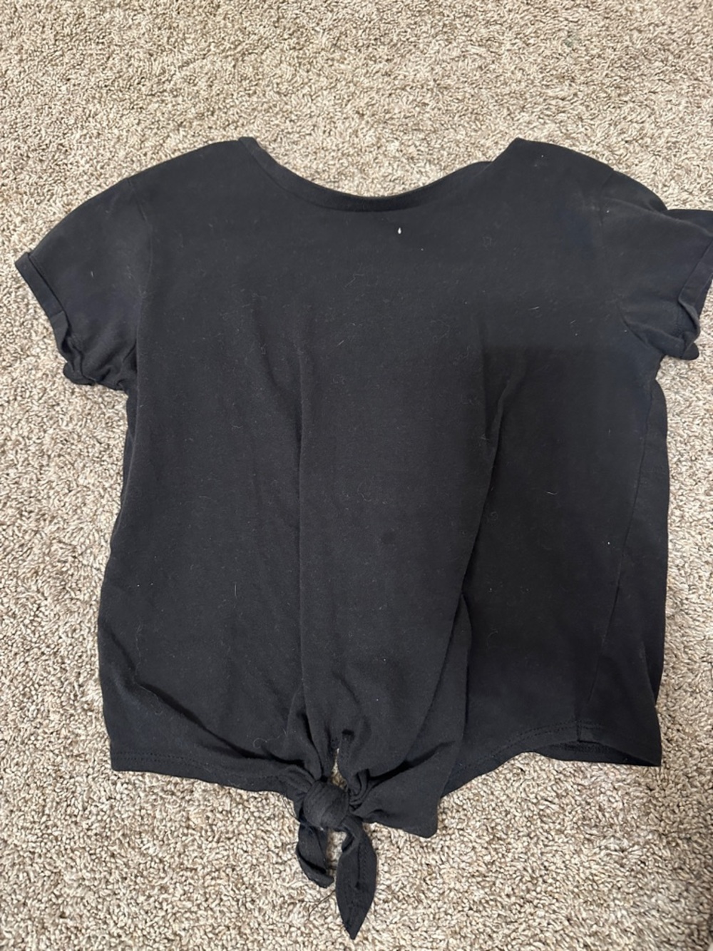 Women's Black Tie-Front Short Sleeve Top